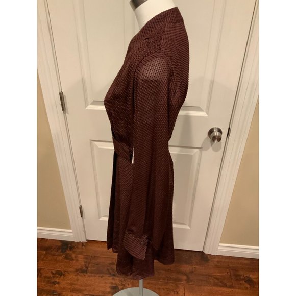 Equipment Maroon Allaire Textured Silk Long Sleeve Wrap Dress, Size 4 NWT - Picture 6 of 10